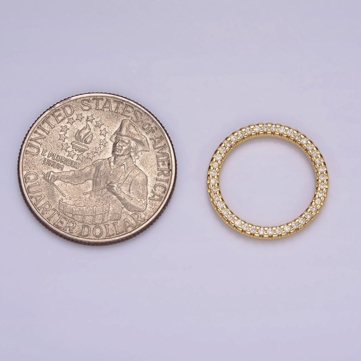 14K Gold Filled 15.5mm Open Round Clear Micro Paved CZ Charm Supply | Z-477