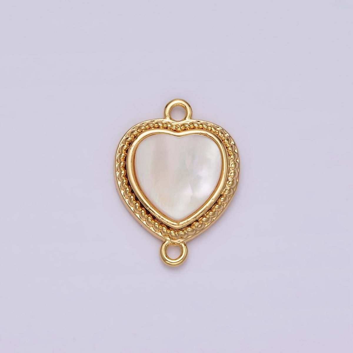 14K Gold Filled 15.5mm Shell Pearl Braided Bezel Heart Connector | G-061