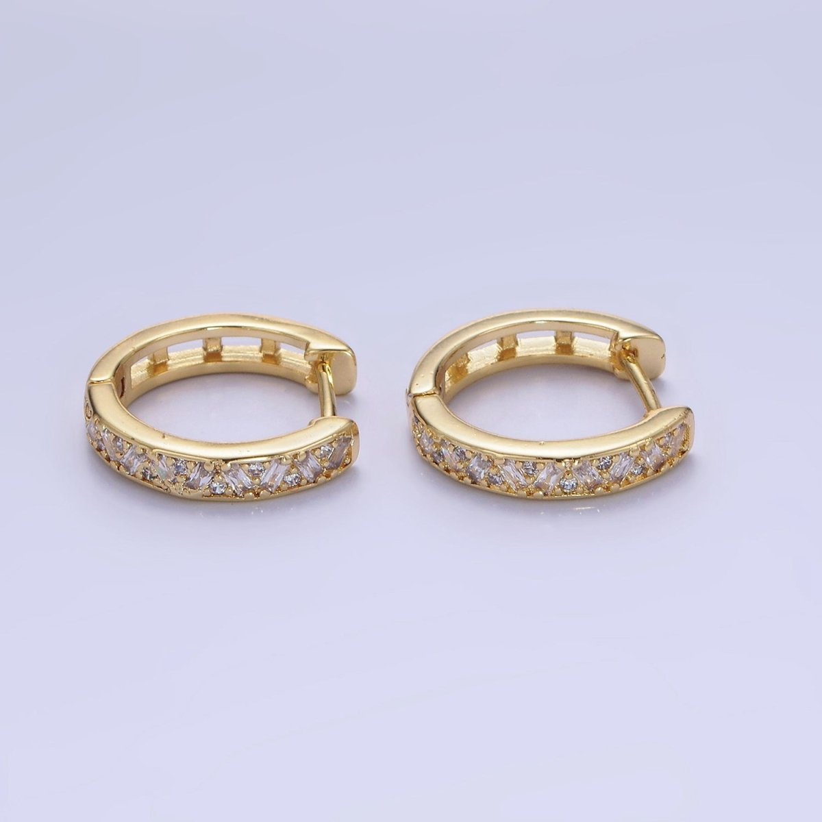 14K Gold Filled 15mm Baguette CZ Huggie Earrings | AB1323