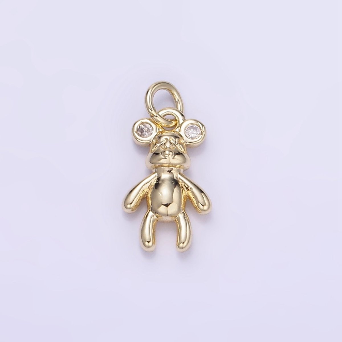 14K Gold Filled 15mm Bear Animal CZ Mini Charm | W550