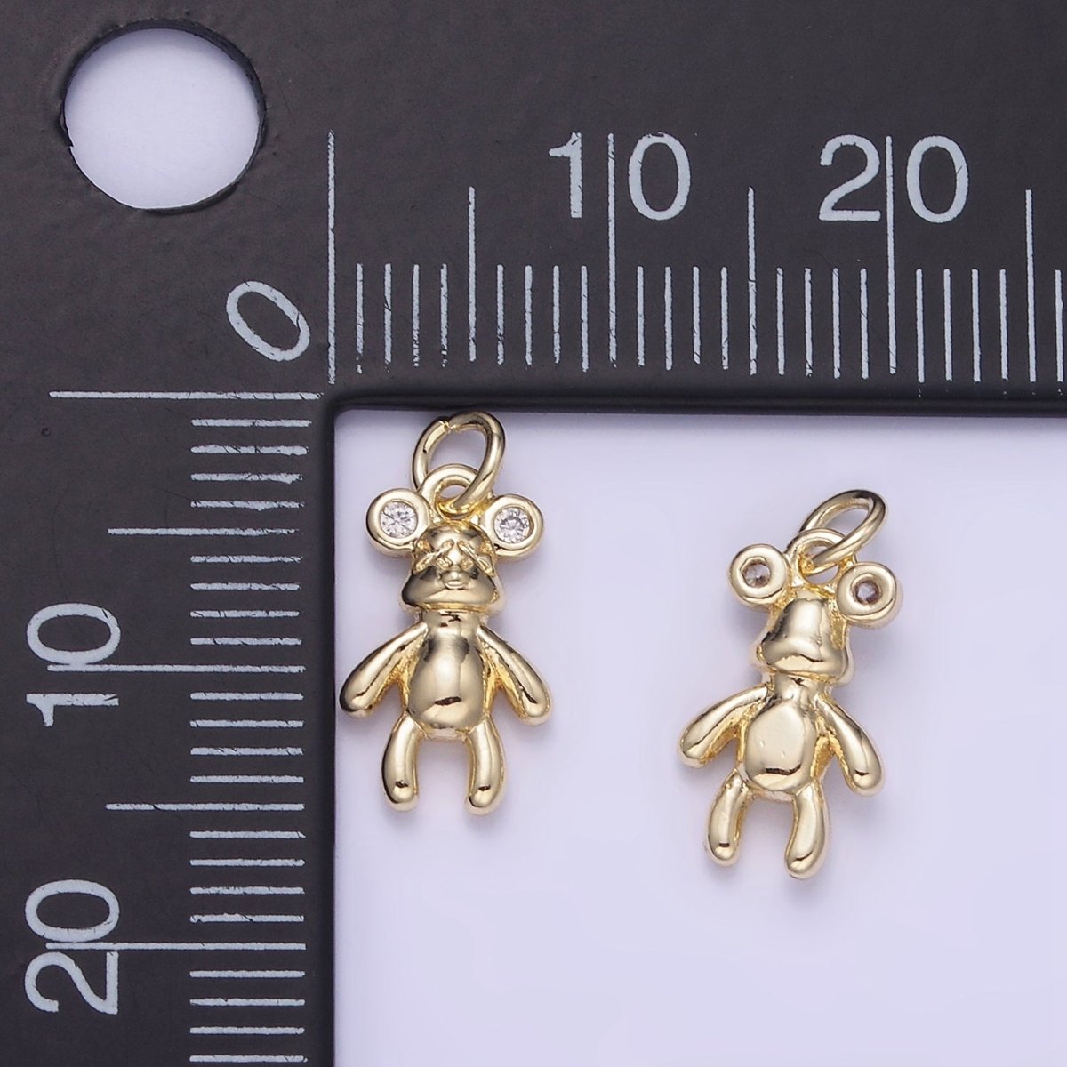 14K Gold Filled 15mm Bear Animal CZ Mini Charm | W550