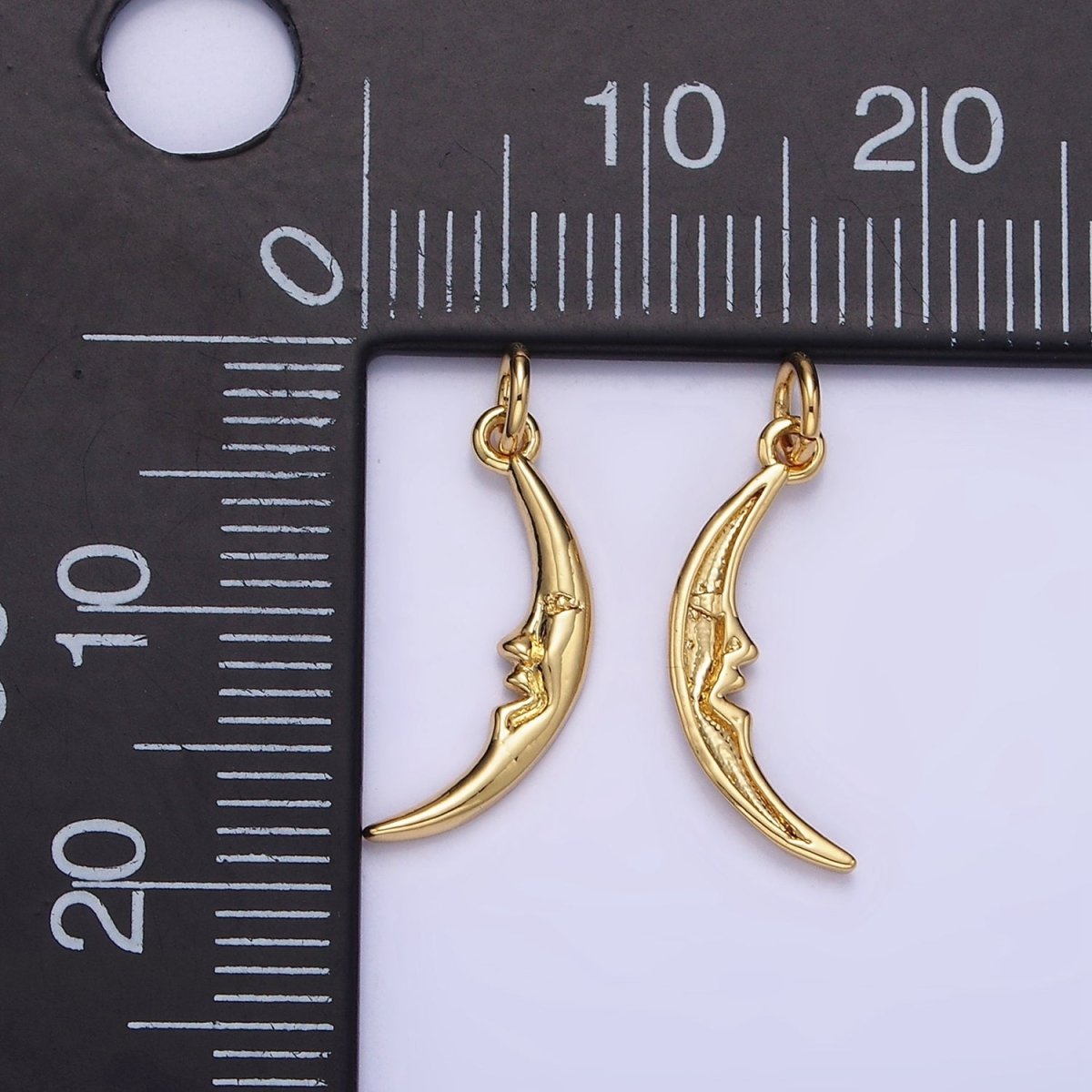 14K Gold Filled 15mm Celestial Crescent Moon Face Charm | AG637