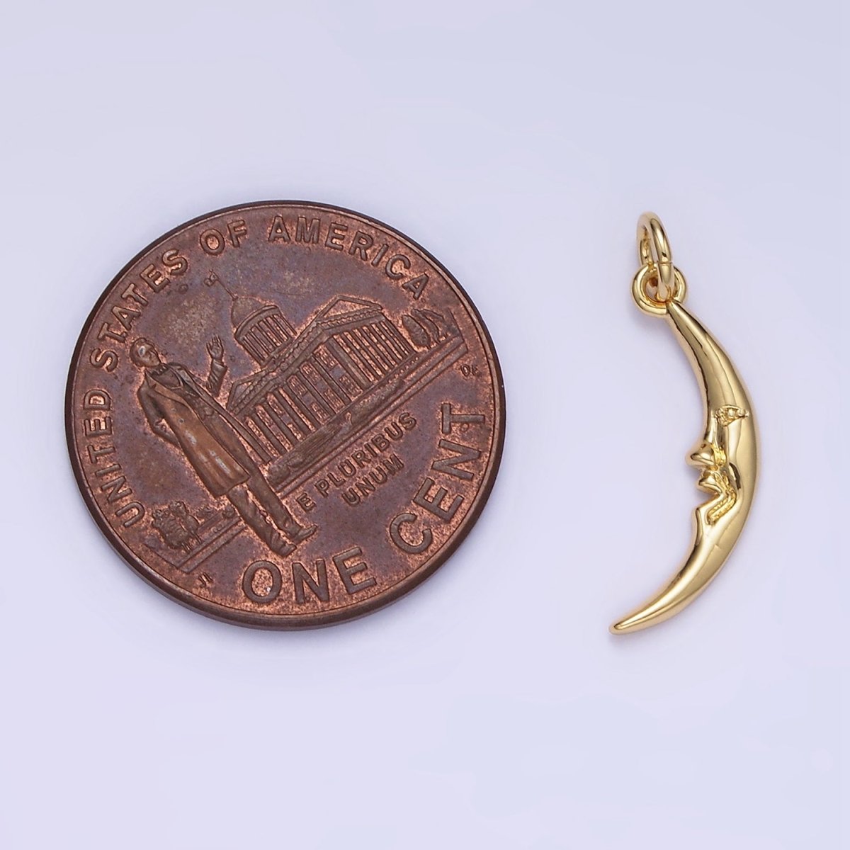 14K Gold Filled 15mm Celestial Crescent Moon Face Charm | AG637
