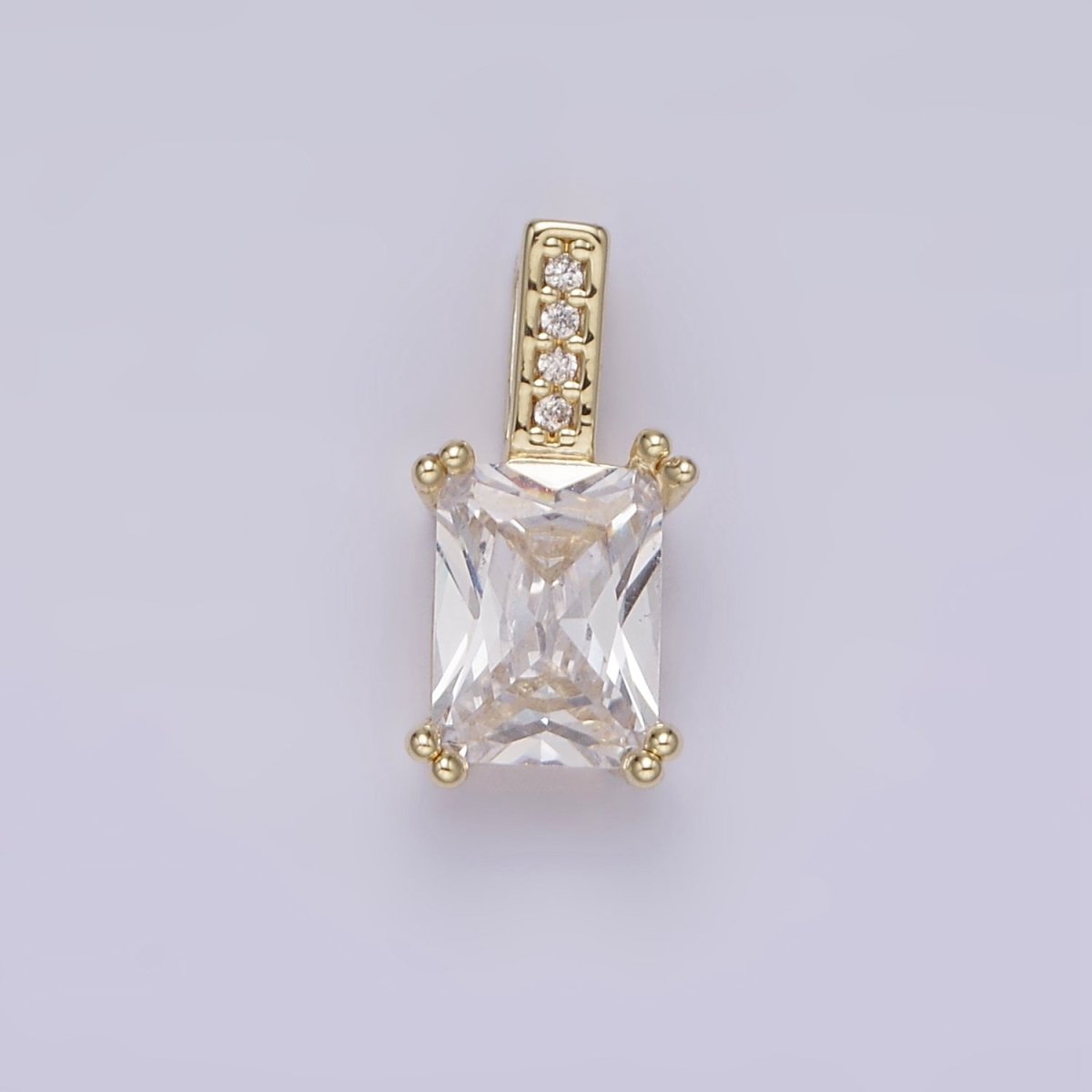 14K Gold Filled 15mm Clear Baguette Micro Paved CZ Bail Pendant | N1806