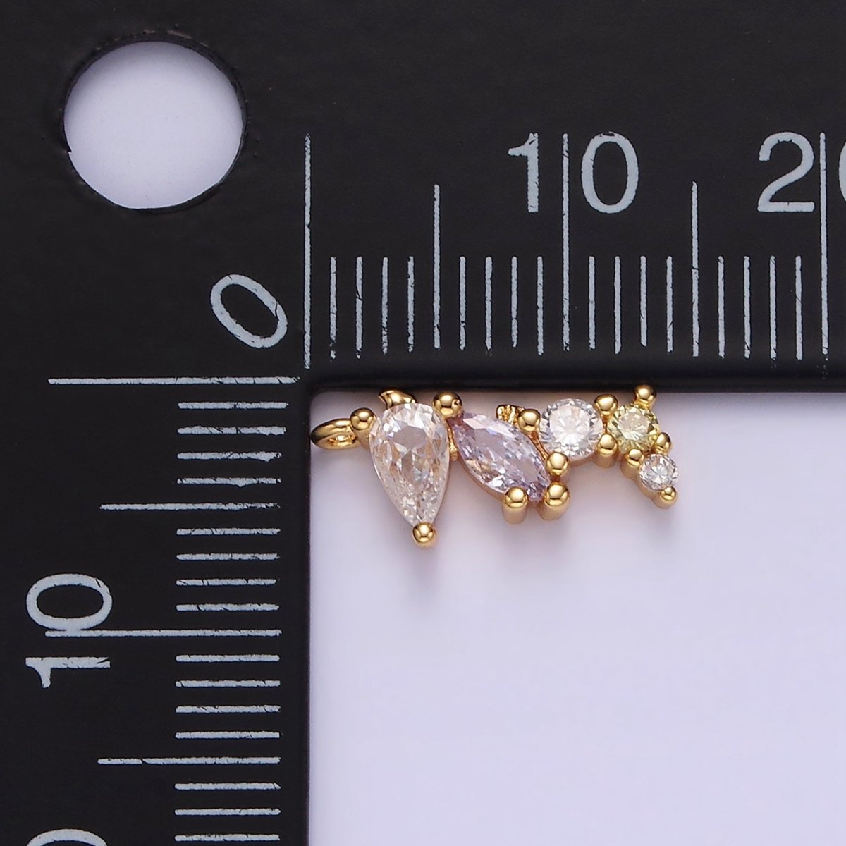 14K Gold Filled 15mm CZ Multicolor Teardrop Marquise Round Abstract Mini Add-On Charm | AC821