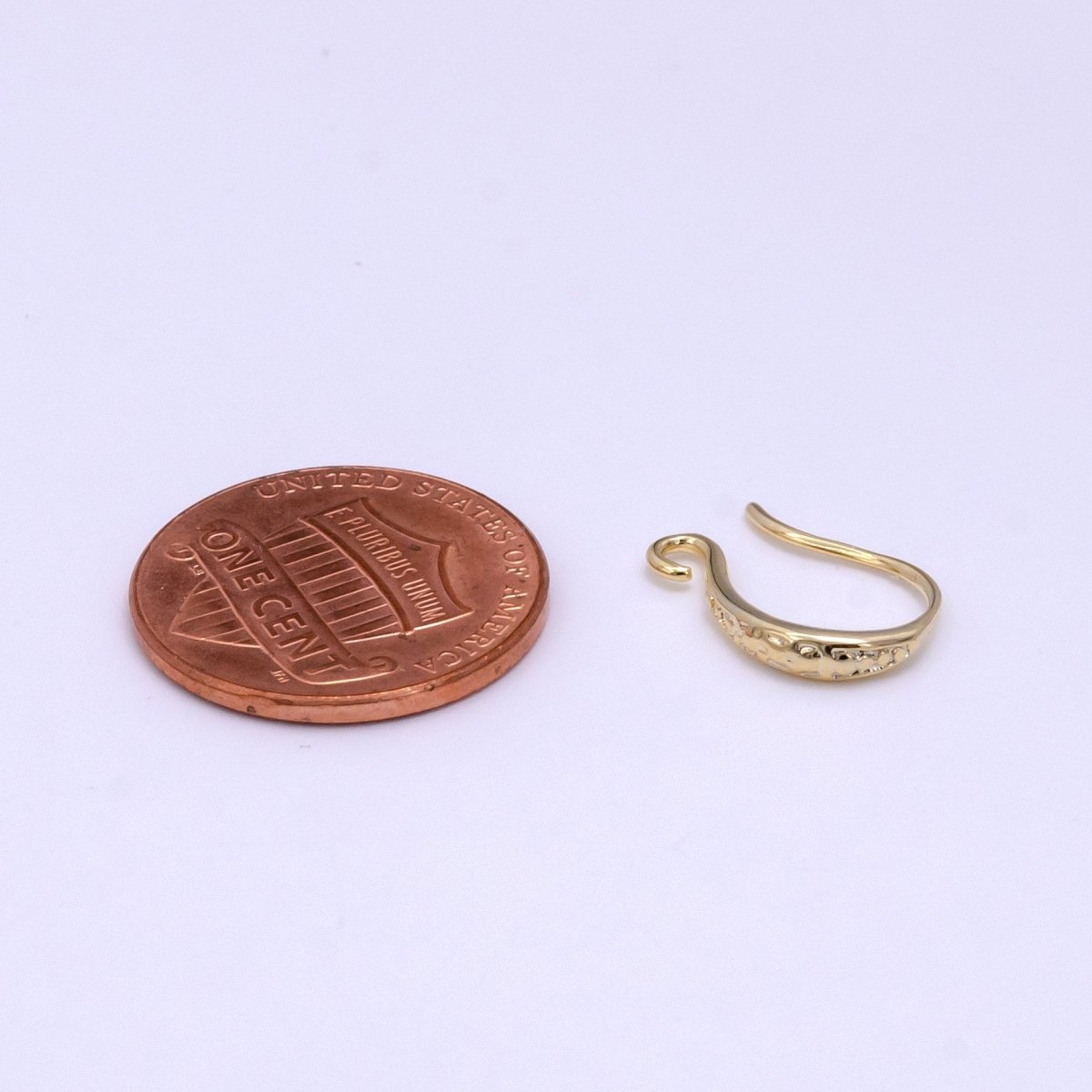 14K Gold Filled 15mm Dented French Hook Earrings Open Loop Findings Supply | Z442