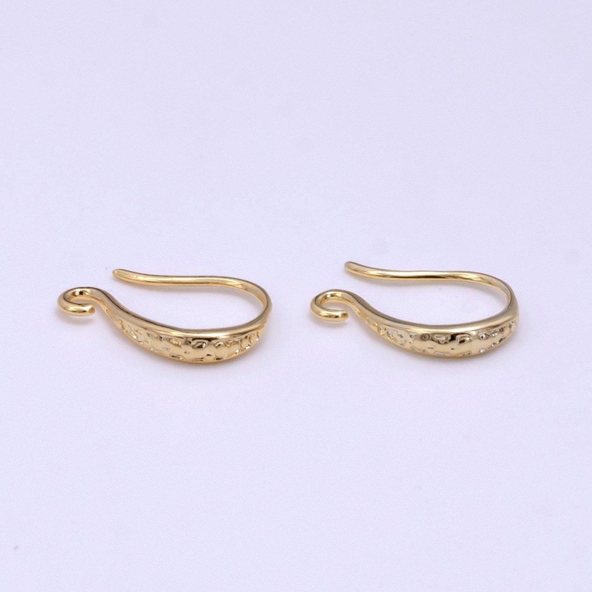 14K Gold Filled 15mm Dented French Hook Earrings Open Loop Findings Supply | Z442