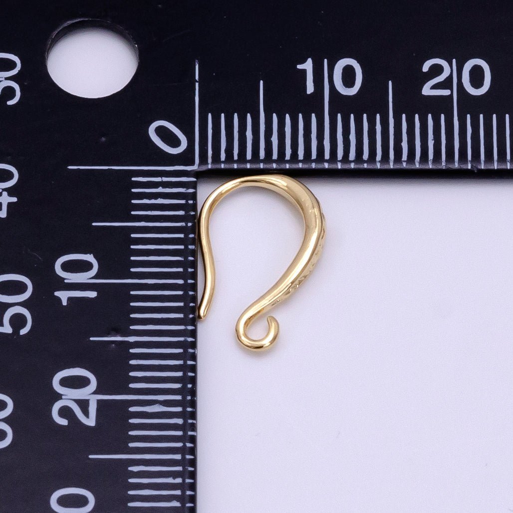 14K Gold Filled 15mm Dented French Hook Earrings Open Loop Findings Supply | Z442