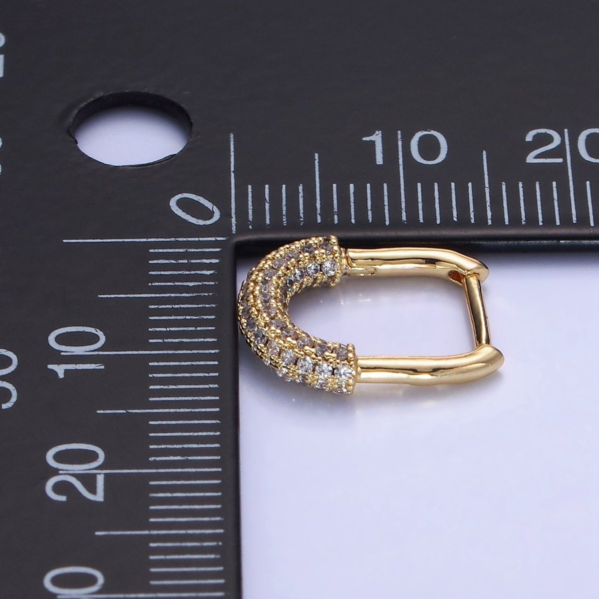 14K Gold Filled 15mm Micro Paved CZ Oblong Hoop Earrings | AB1324