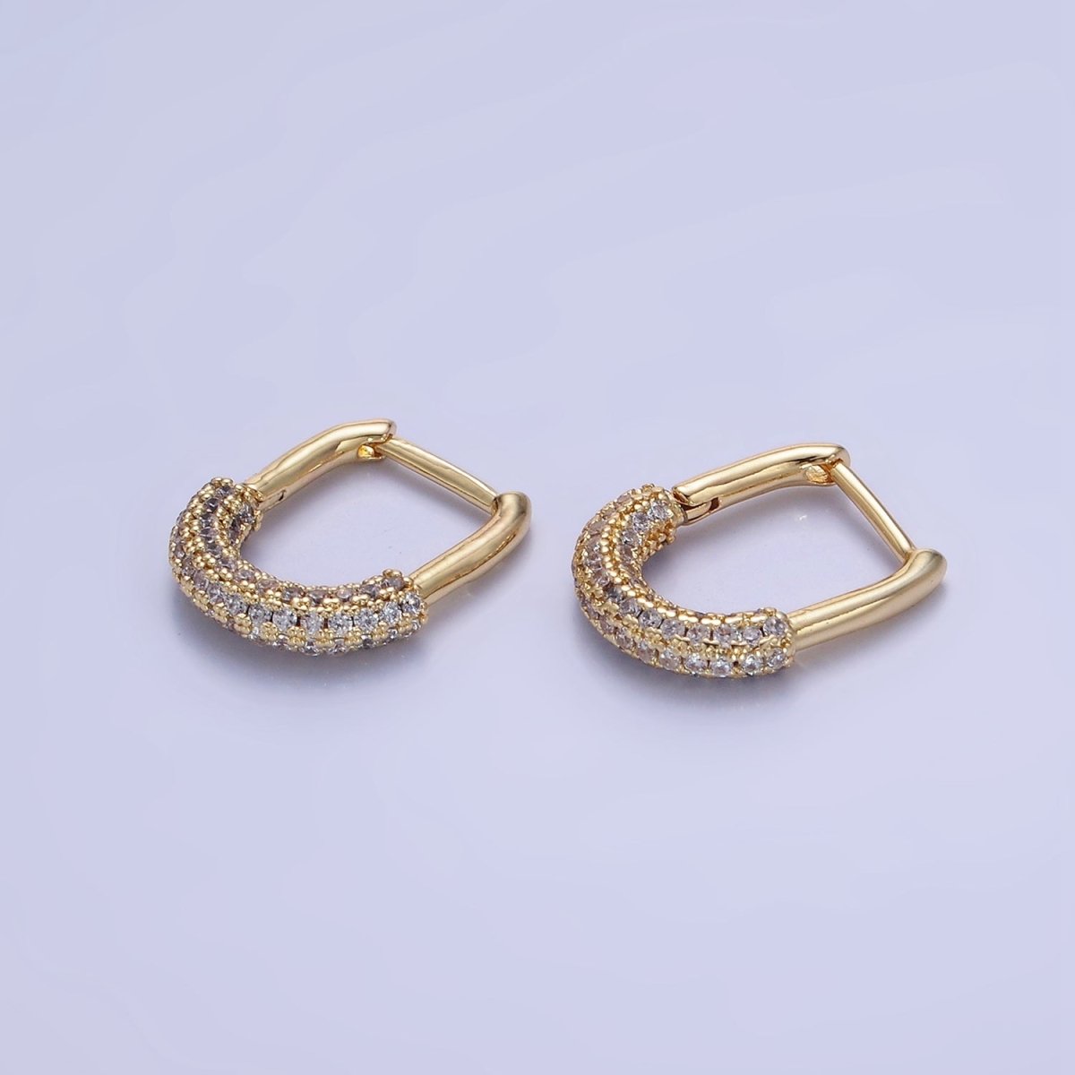 14K Gold Filled 15mm Micro Paved CZ Oblong Hoop Earrings | AB1324