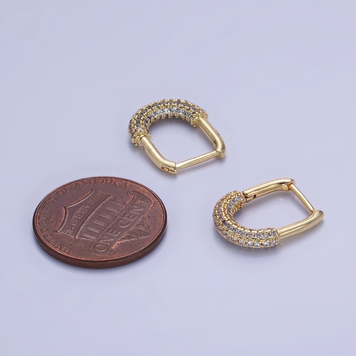 14K Gold Filled 15mm Micro Paved CZ Oblong Hoop Earrings | AB1324