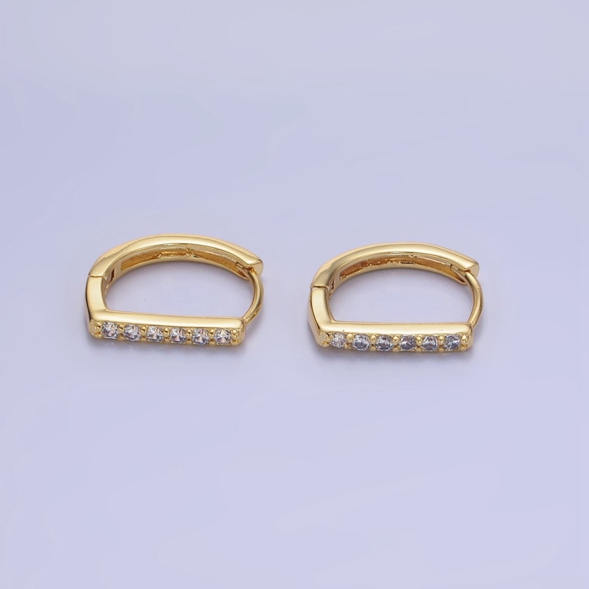 14K Gold Filled 15mm Micro Paved D Huggie Earrings | AB1328