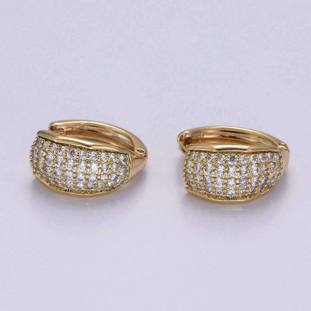 14K Gold Filled 15mm Micro Paved Wide Huggie Earrings | AB1130