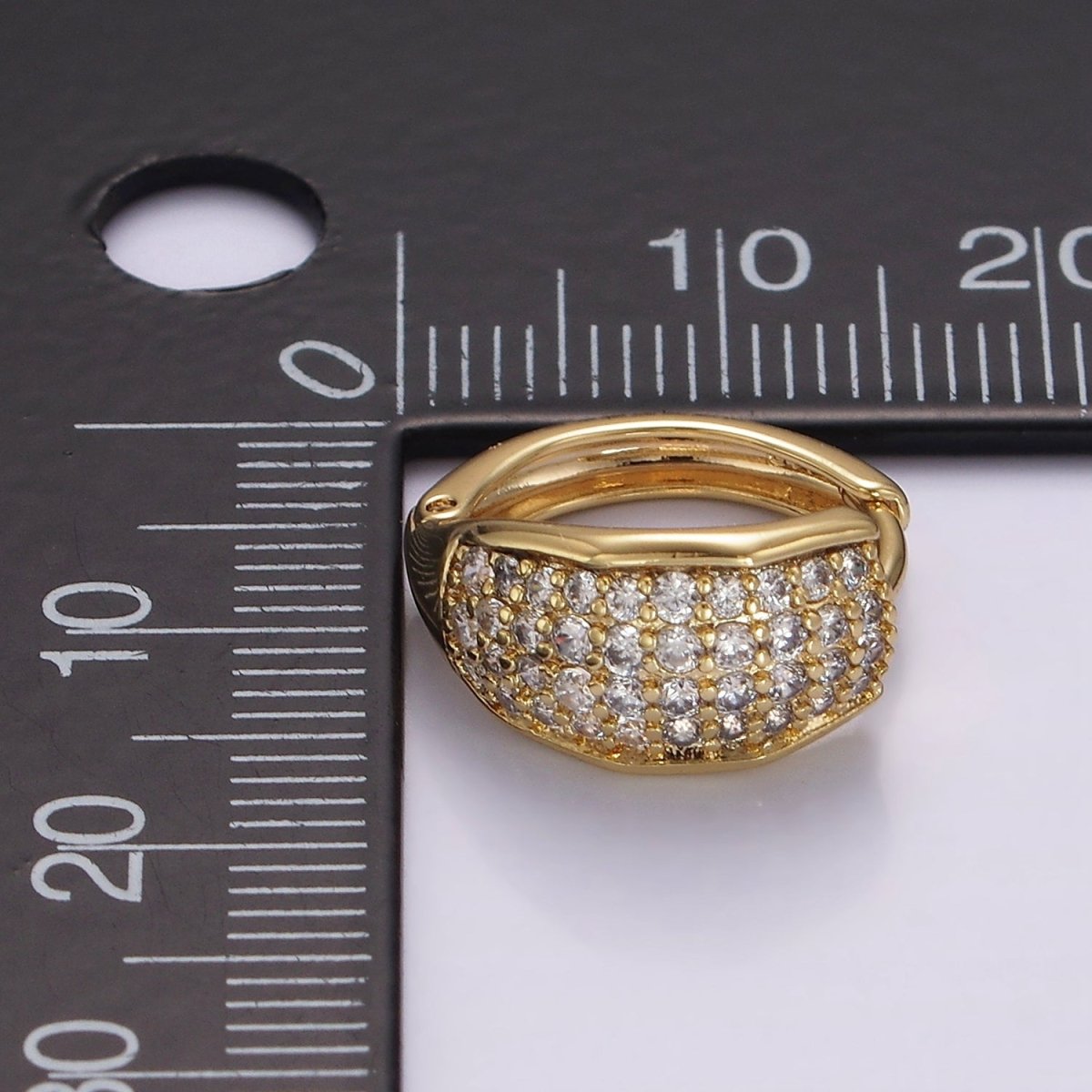 14K Gold Filled 15mm Micro Paved Wide Huggie Earrings | AB1130