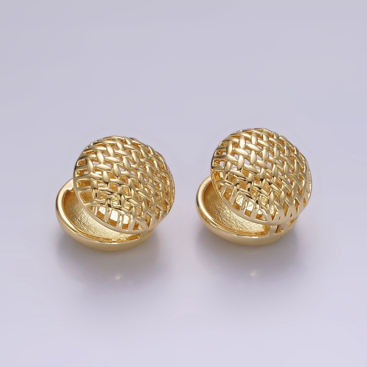 14K Gold Filled 15mm Open Rattan Round Huggie Earrings | AE1002