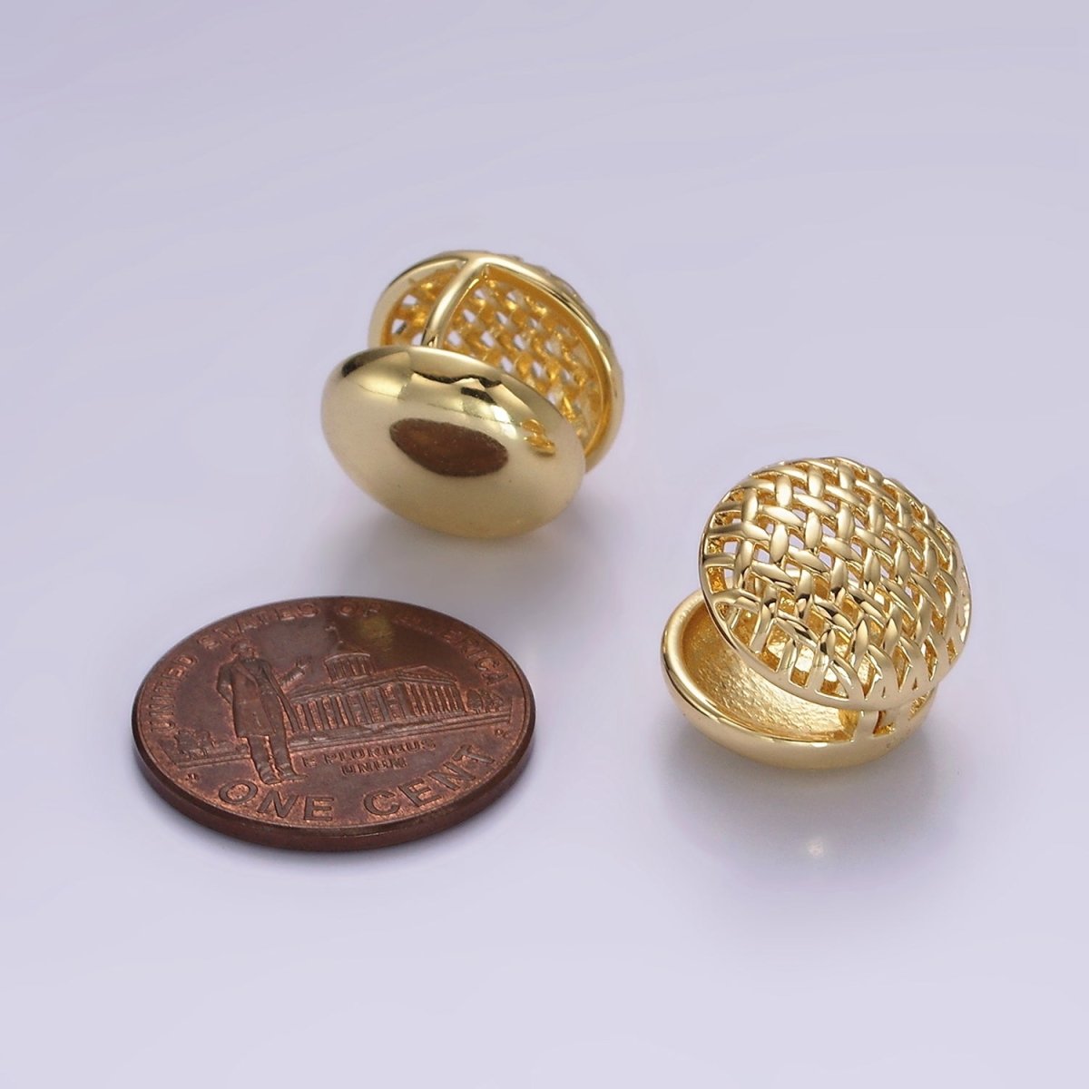 14K Gold Filled 15mm Open Rattan Round Huggie Earrings | AE1002