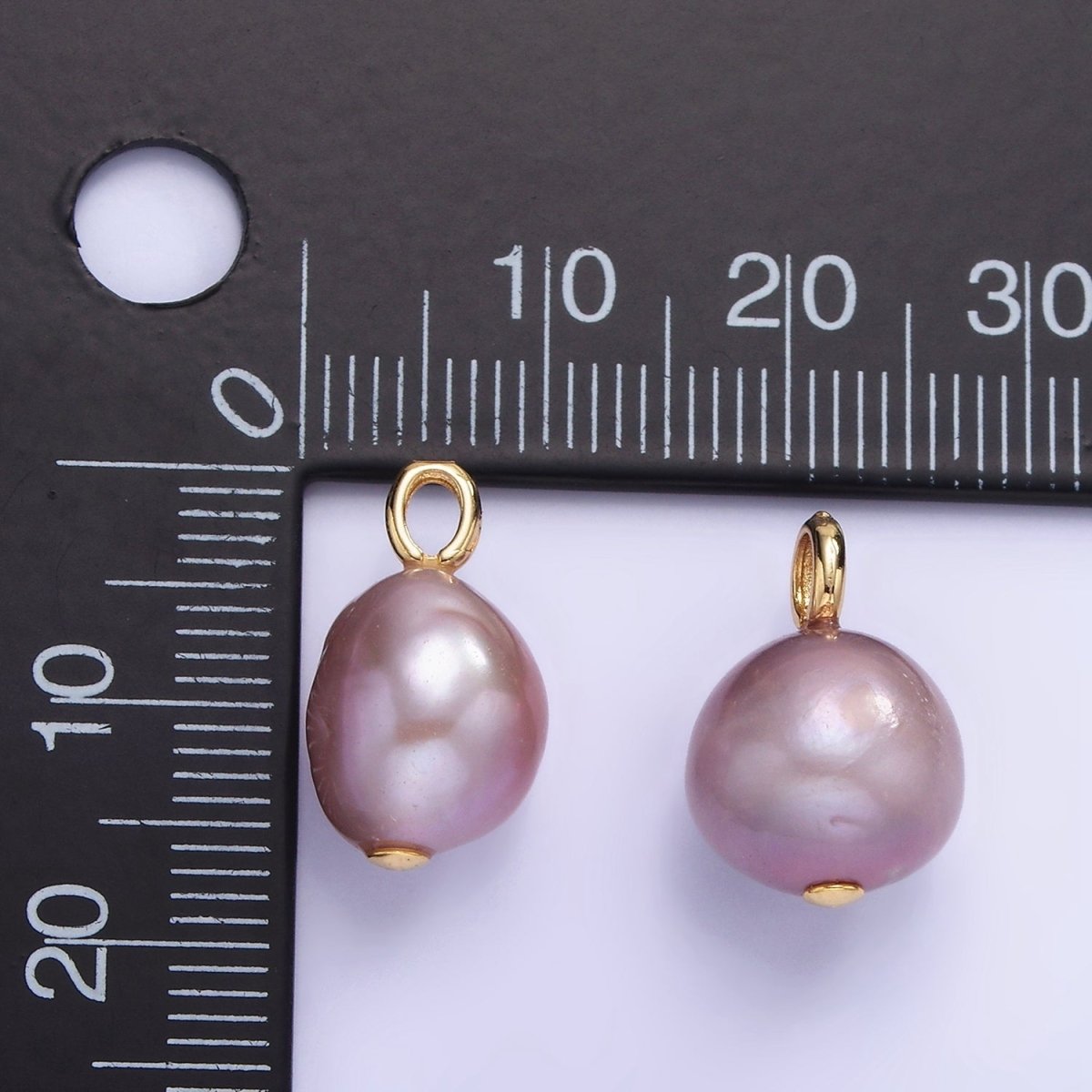 14K Gold Filled 15mm Purple Freshwater Pearl Button Drop Pendant | P1687