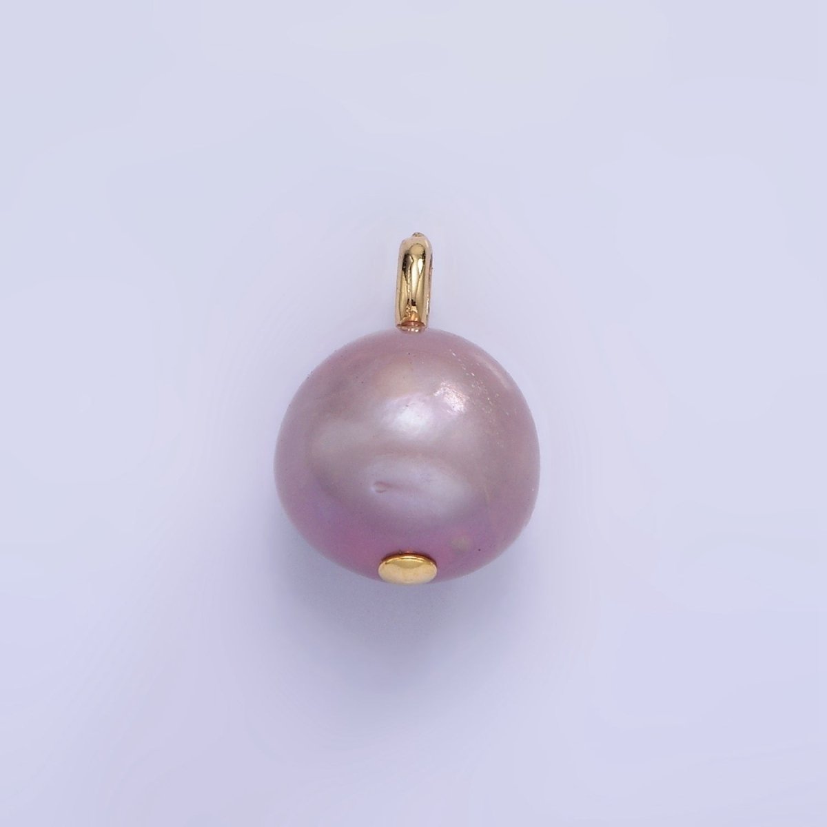 14K Gold Filled 15mm Purple Freshwater Pearl Button Drop Pendant | P1687