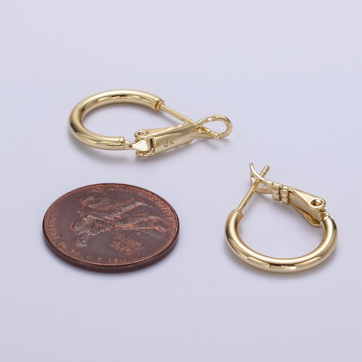 14K Gold Filled 15mm Round Chubby Hinge Hoop Earrings | AE875