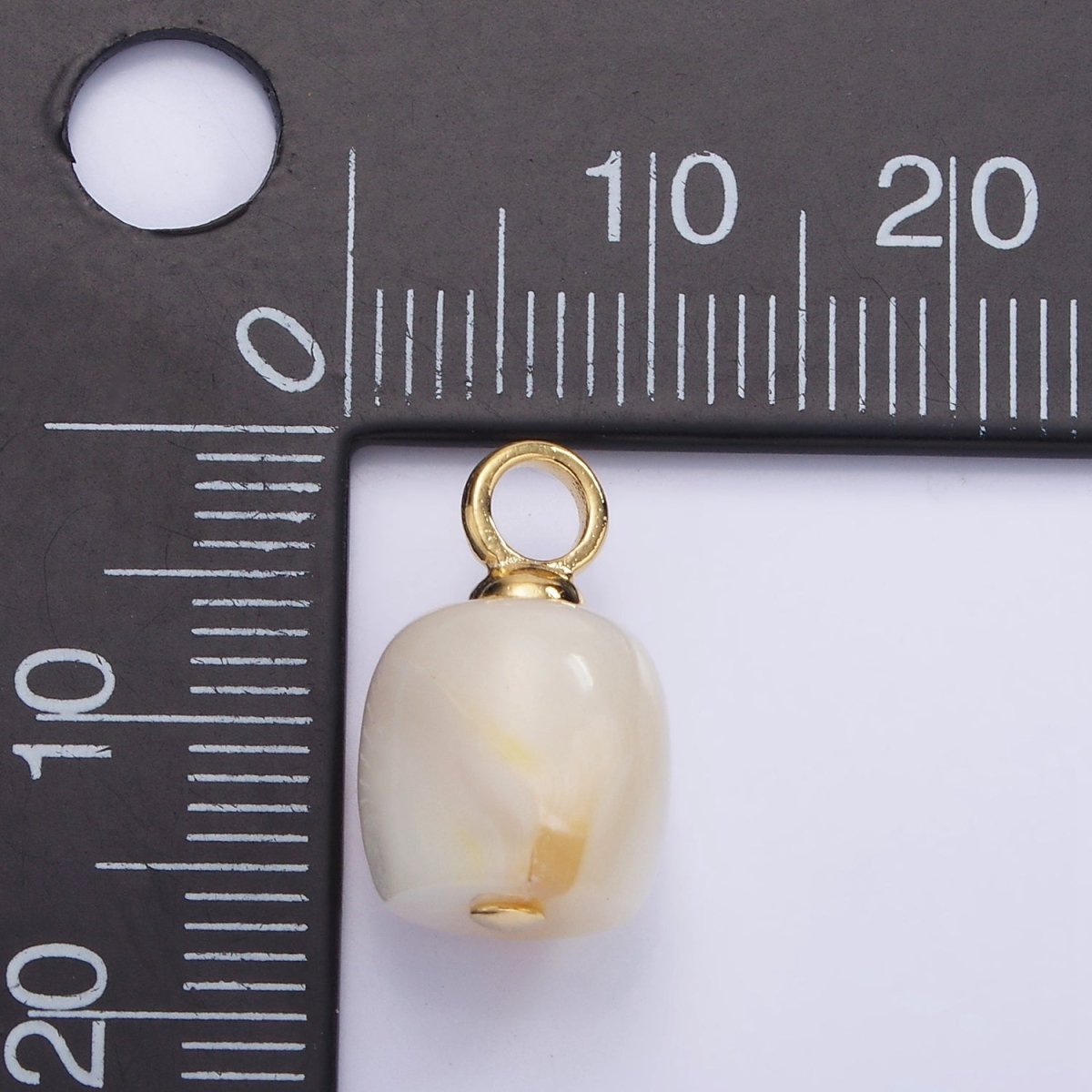 14K Gold Filled 15mm Shell Pearl Square Tube Drop Pendant | P1697