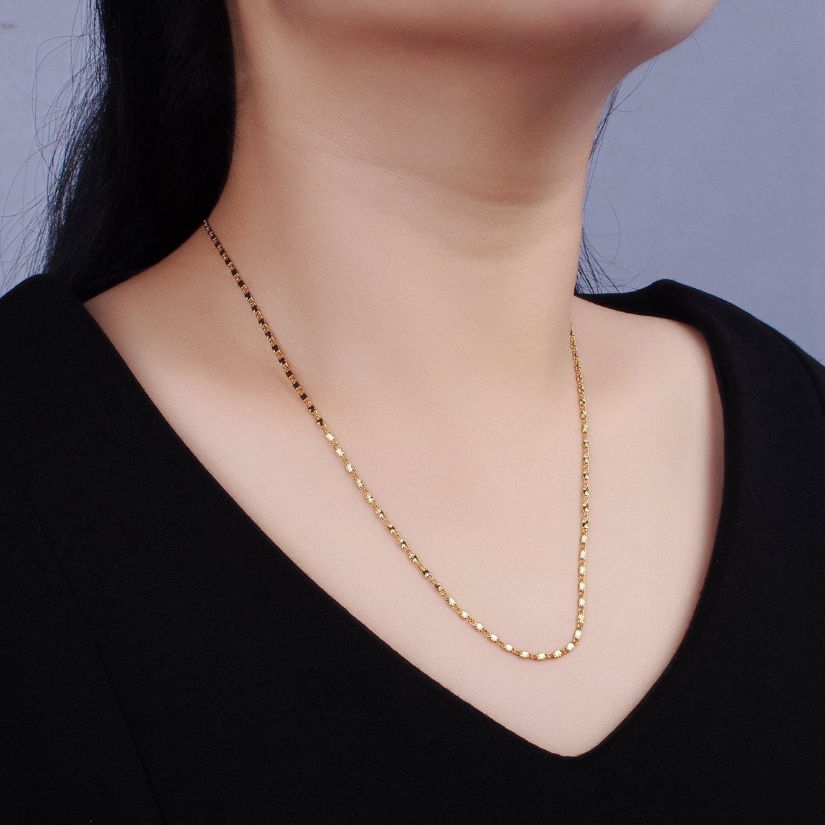 14K Gold Filled 1.5mm Sunburst Scroll Link 18, 20 Inch Layering Chain Necklace | WA-2208 WA-2209 Clearance Pricing