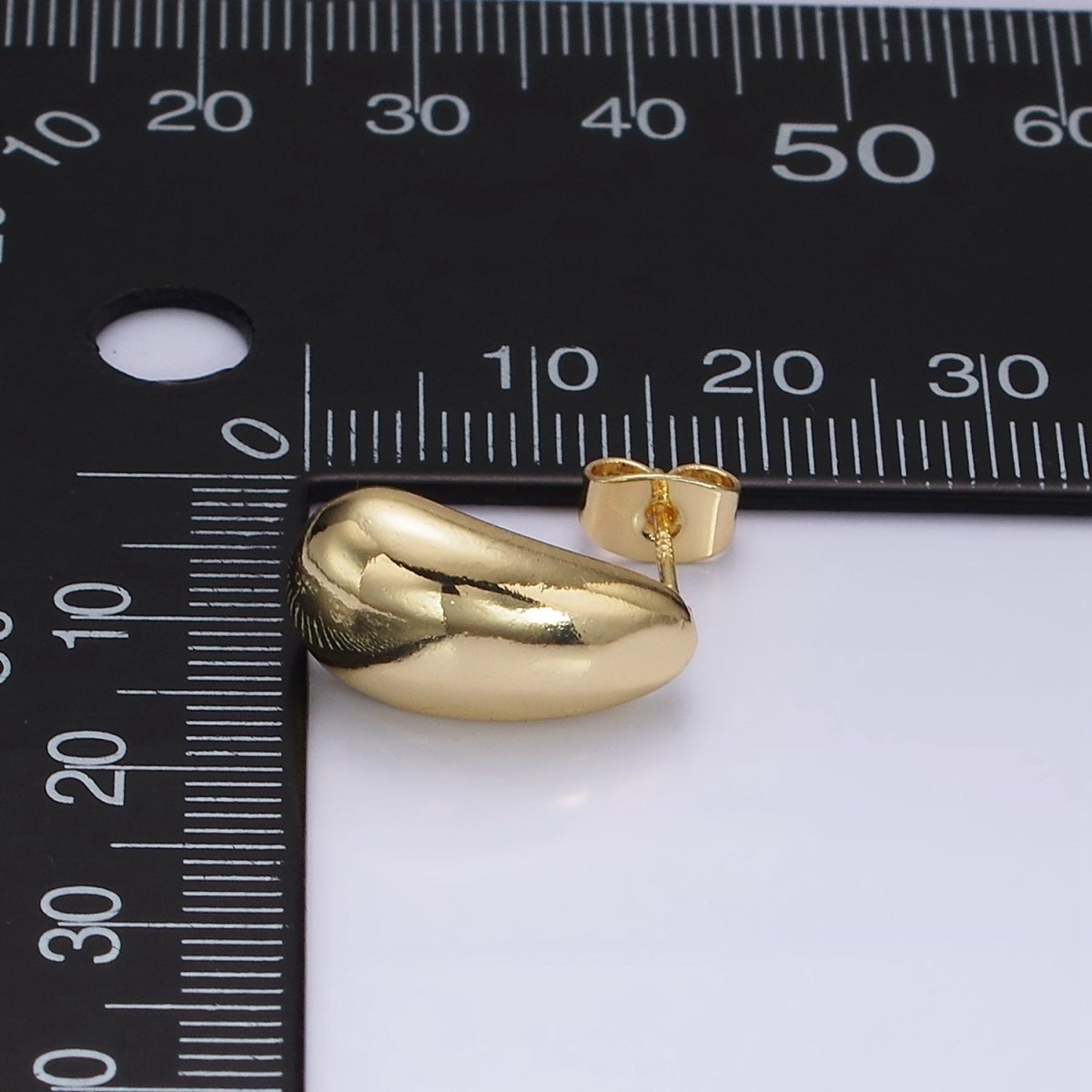 14K Gold Filled 15mm Teardrop Dome Minimalist Stud Earrings | V461