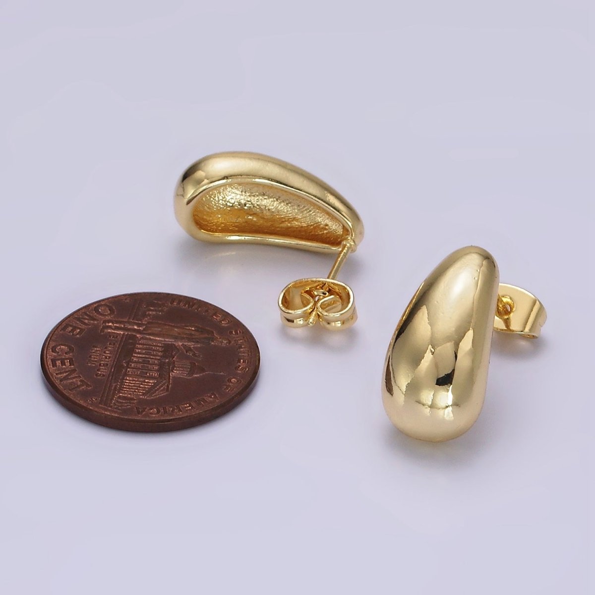 14K Gold Filled 15mm Teardrop Dome Minimalist Stud Earrings | V461