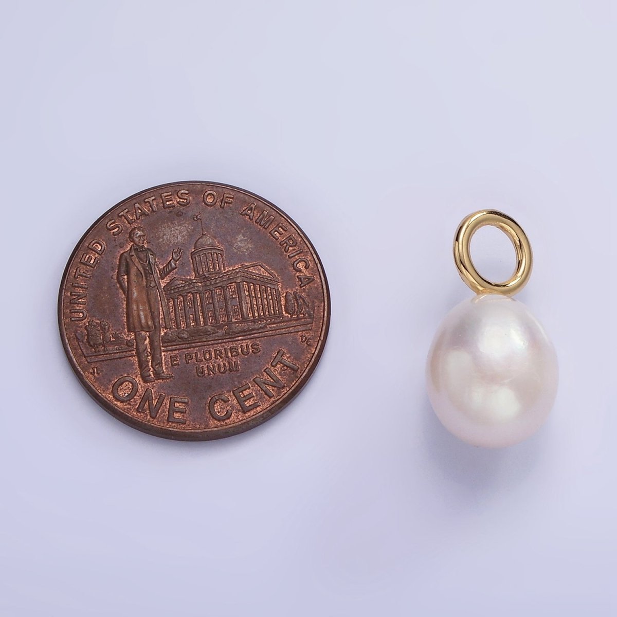 14K Gold Filled 15mm White Freshwater Pearl Teardrop Drop Pendant | P1689