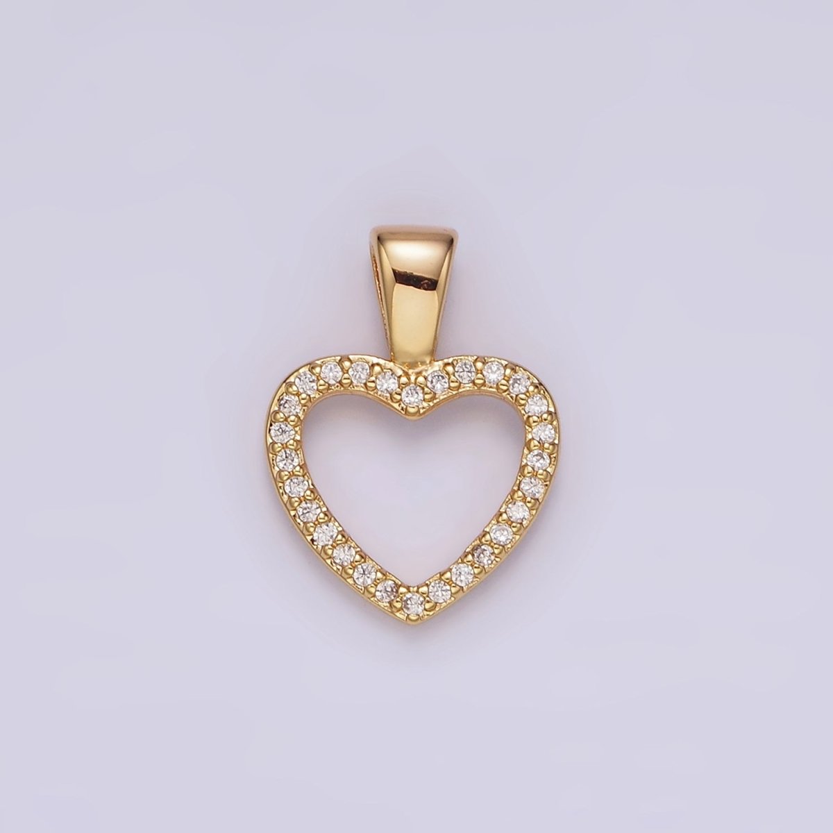 14K Gold Filled 16.5mm Clear Micro Paved CZ Open Heart Pendant | N1867