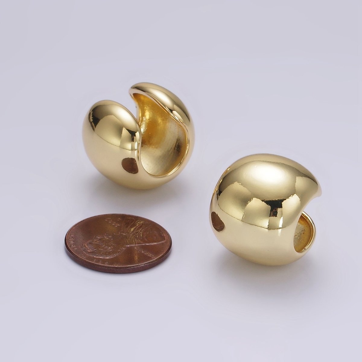 OS 14K Gold Filled 16.7mm Wide Rounded Modern Statement 1 Piece Ear Cuff Earrings | AI155