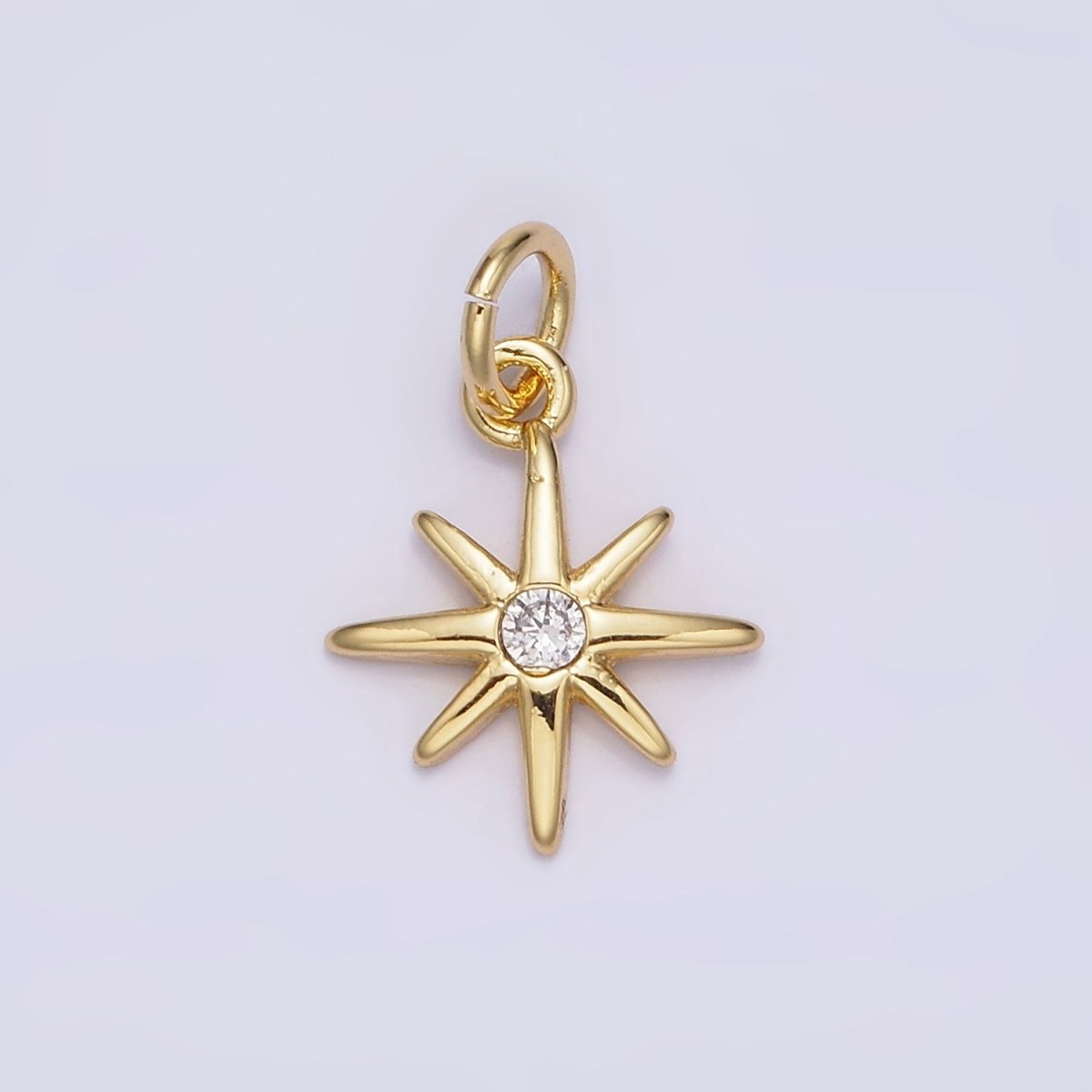 14K Gold Filled 16mm Celestial North Star Clear CZ Charm | N984