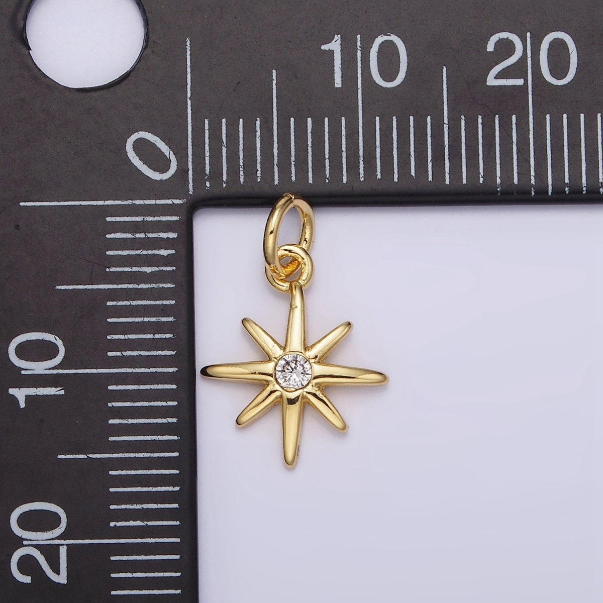 14K Gold Filled 16mm Celestial North Star Clear CZ Charm | N984