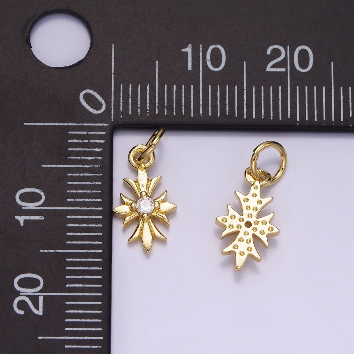 14K Gold Filled 16mm Clear CZ Fleury Cross Add-On Charm | AG647