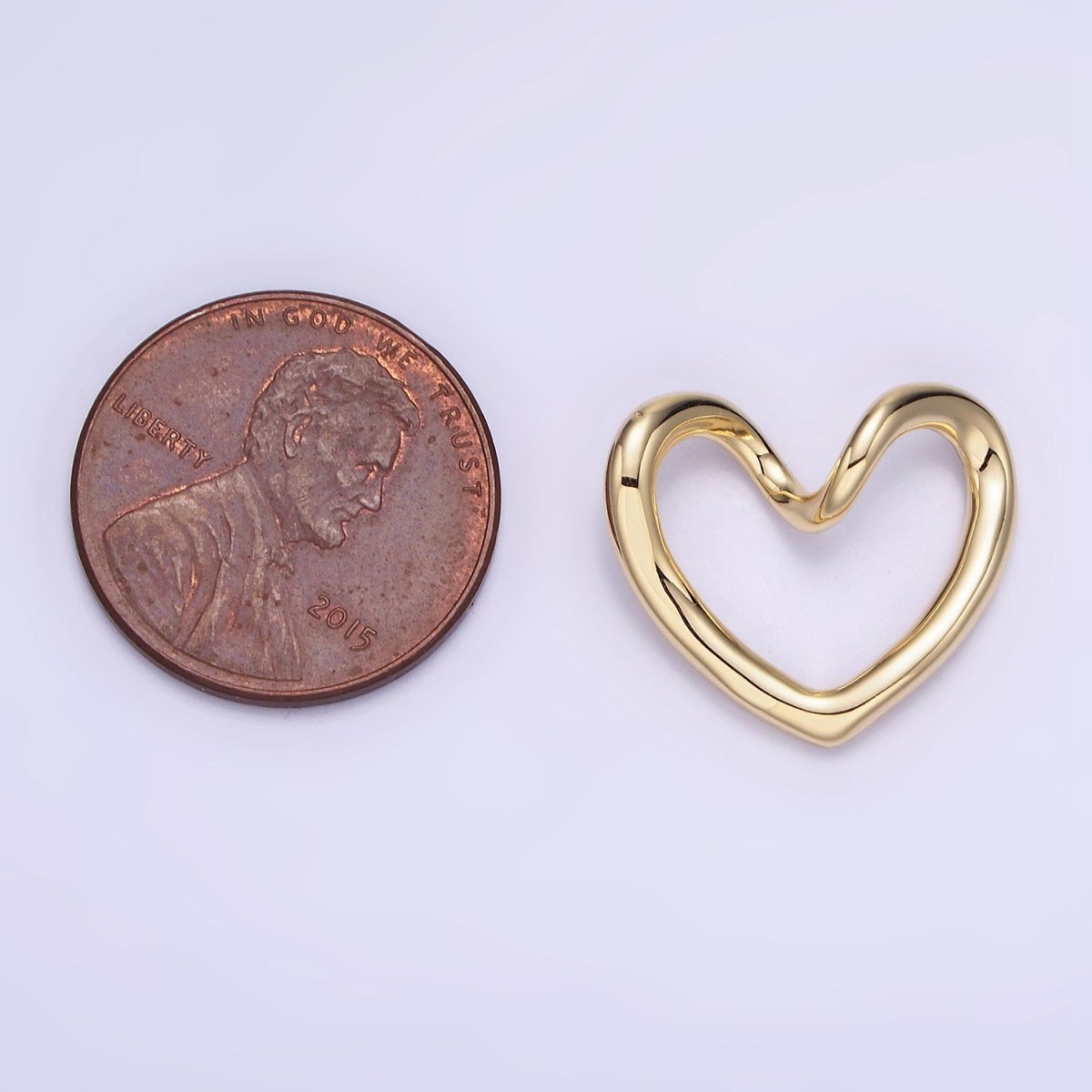 14K Gold Filled 16mm Curved Open Heart Link Pendant Findings | Z712