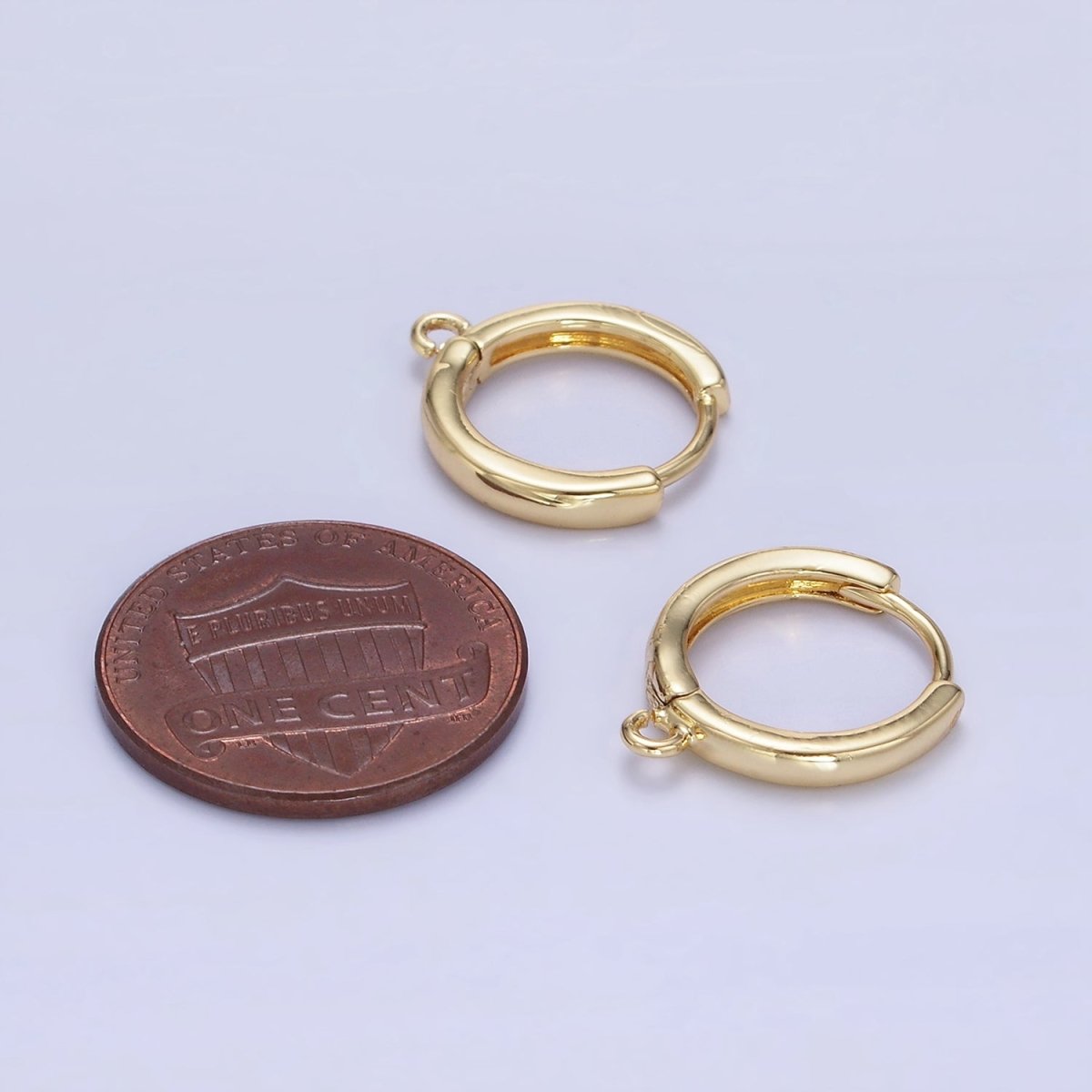 14K Gold Filled 16mm Minimalist Open Loop Huggie Earring Findings | Z770