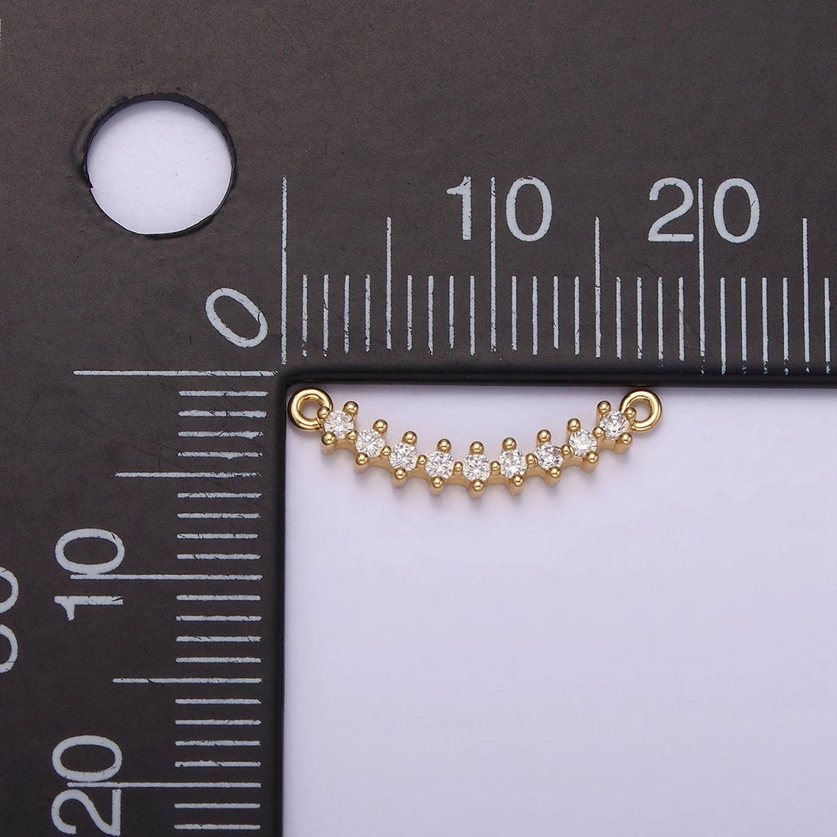 14K Gold Filled 17.5mm Clear CZ Curved Connector | G-076