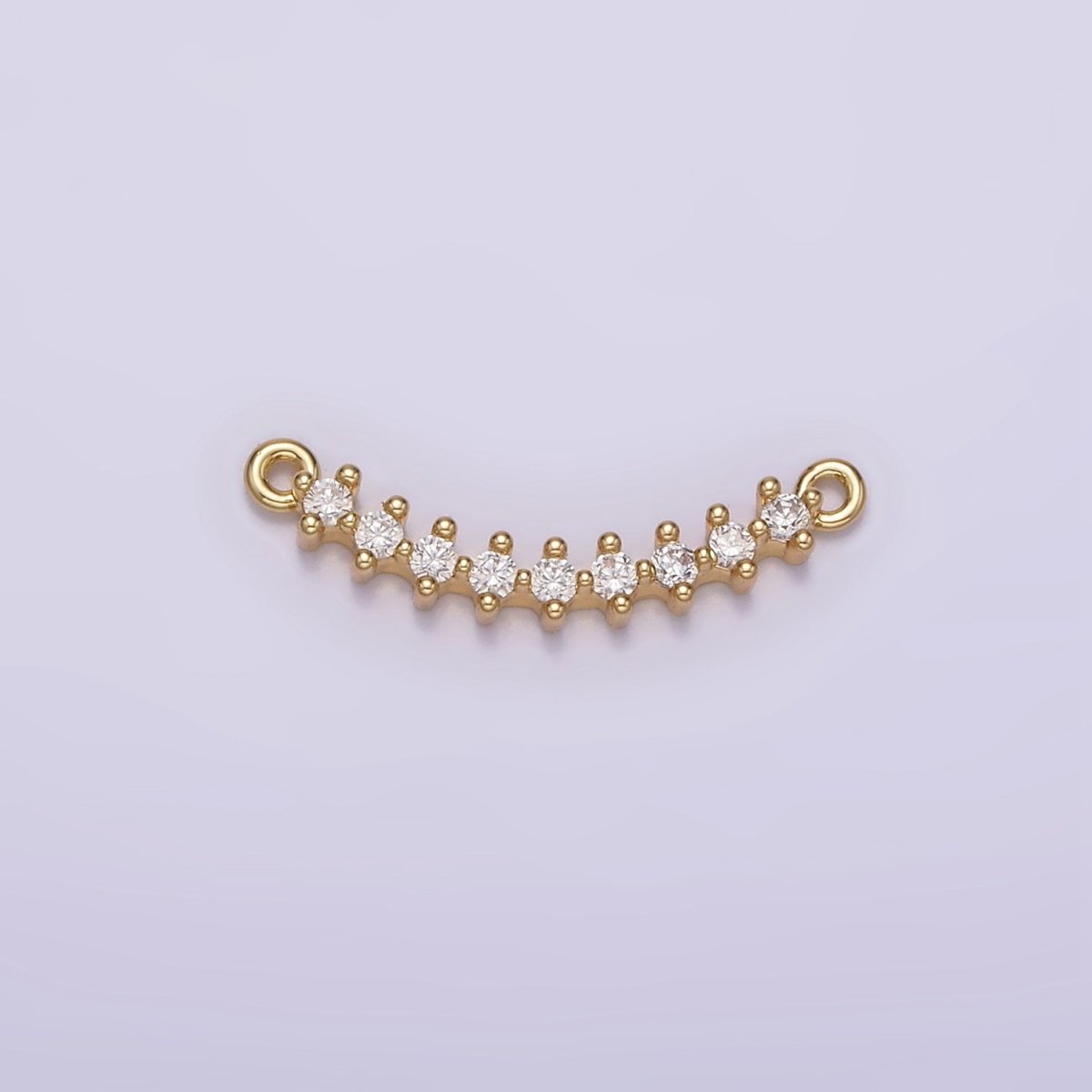 14K Gold Filled 17.5mm Clear CZ Curved Connector | G-076