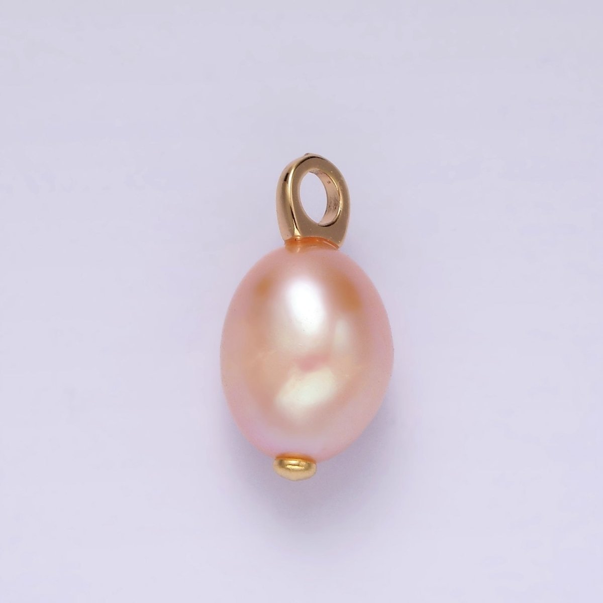 OS 14K Gold Filled 17.5mm Pink Peach Freshwater Pearl Drop Pendant | P1649