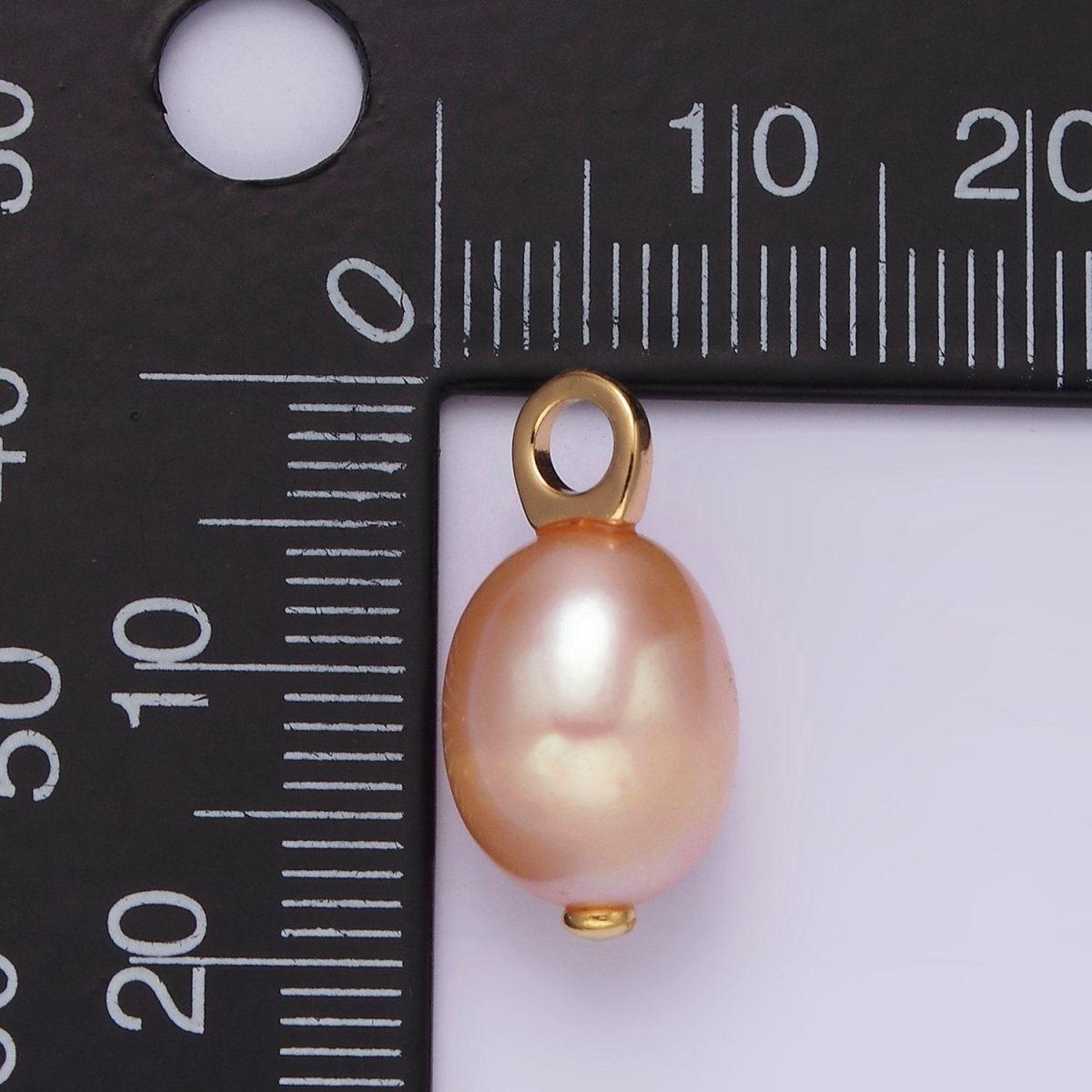 OS 14K Gold Filled 17.5mm Pink Peach Freshwater Pearl Drop Pendant | P1649