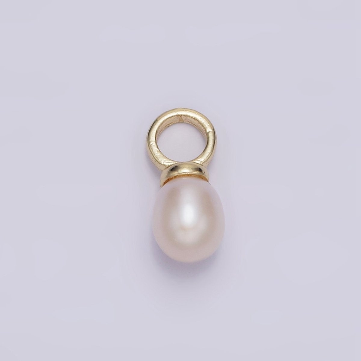 14K Gold Filled 13.7mm White Freshwater Pearl Drop Personalized Earring Charm | P1626