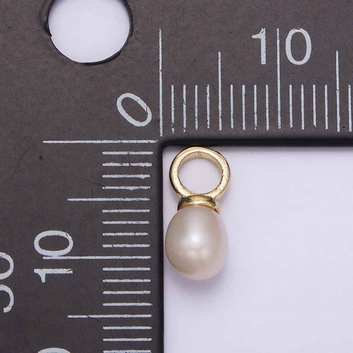 14K Gold Filled 13.7mm White Freshwater Pearl Drop Personalized Earring Charm | P1626