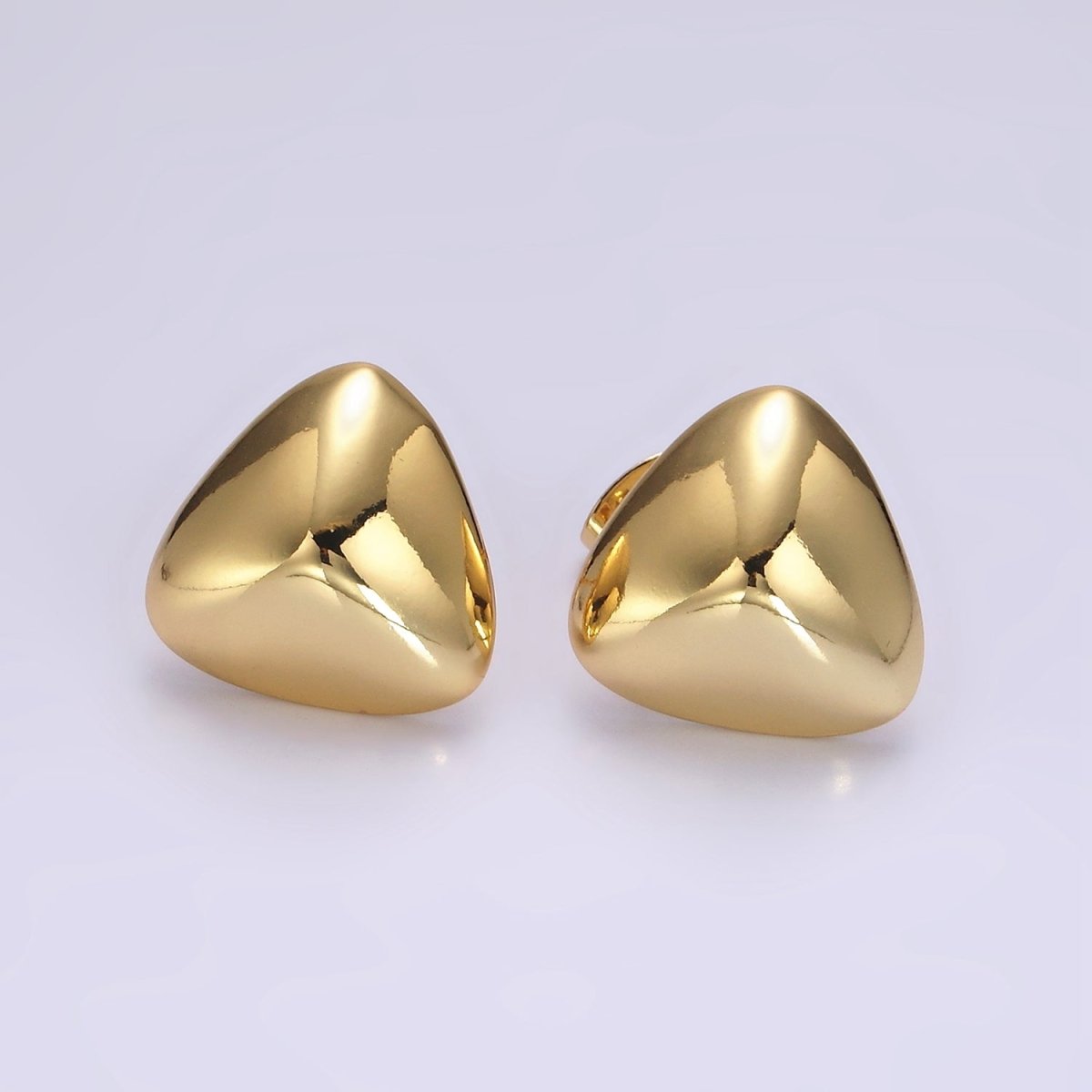 14K Gold Filled 17mm Edged Triangle Minimalist Geometric Stud Earrings | V064