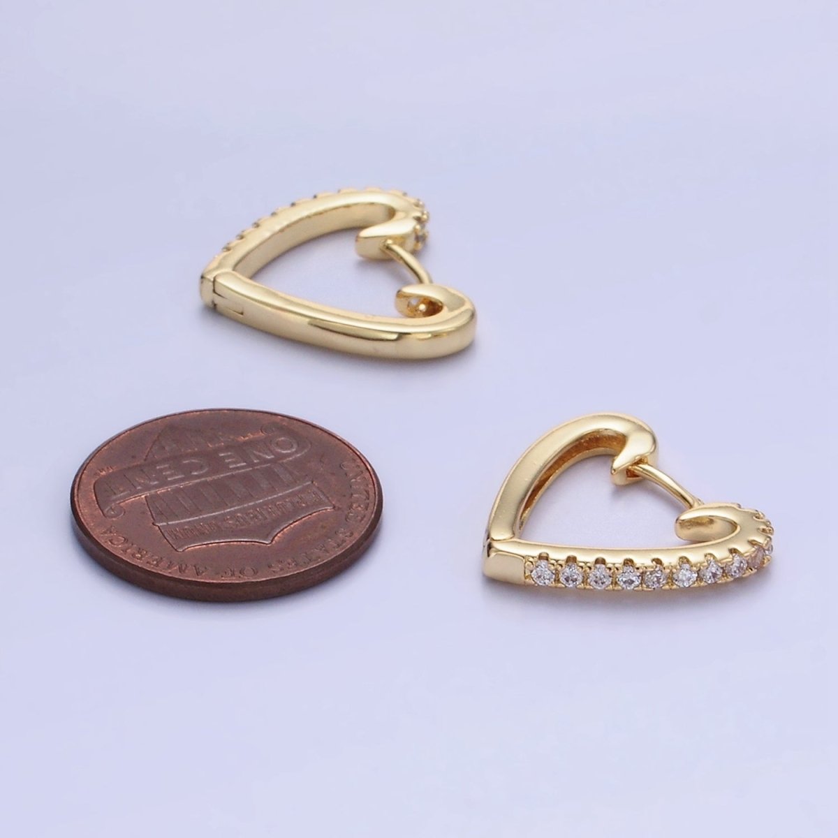 14K Gold Filled 17mm Micro Paved CZ Heart Huggie Earrings | AB1326