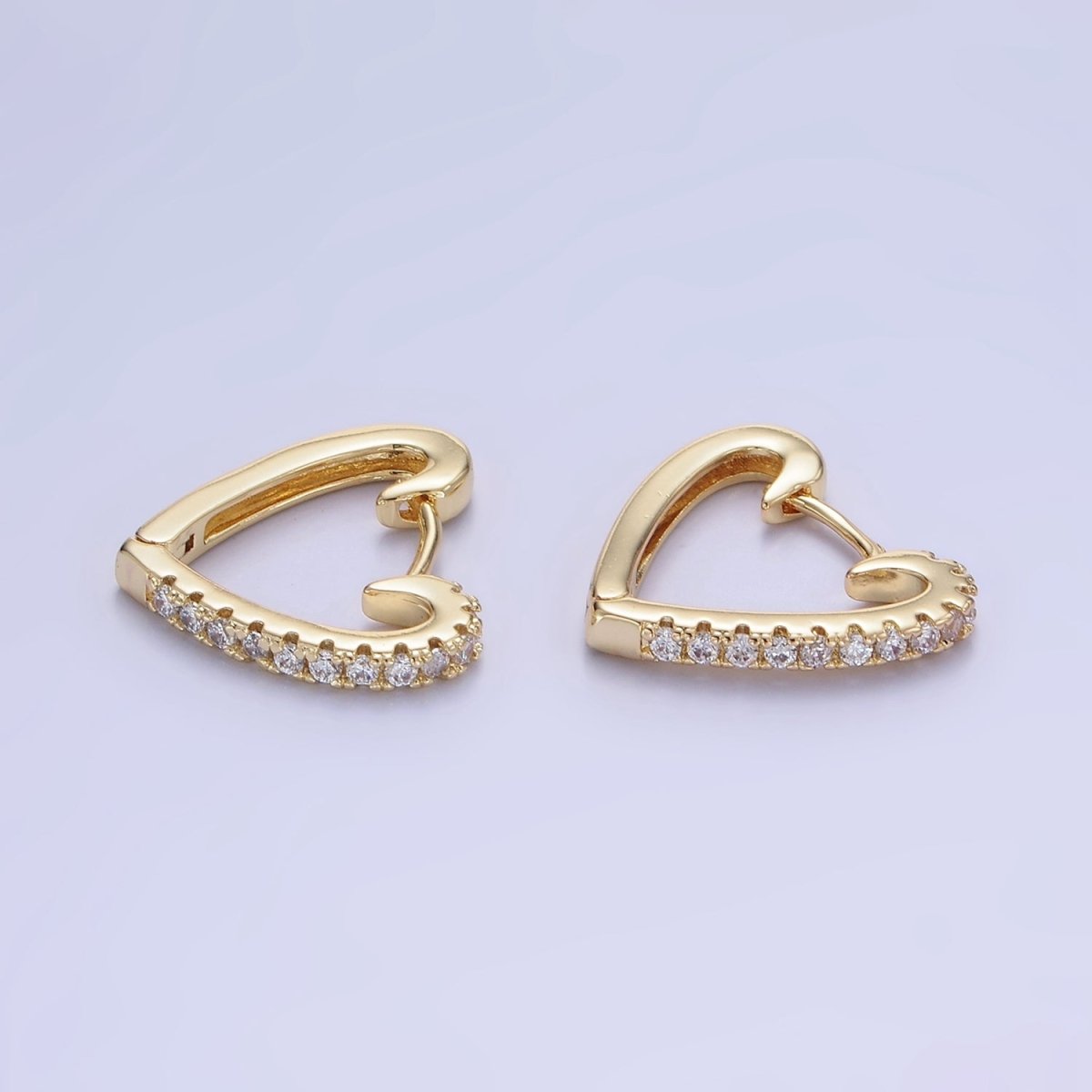 14K Gold Filled 17mm Micro Paved CZ Heart Huggie Earrings | AB1326
