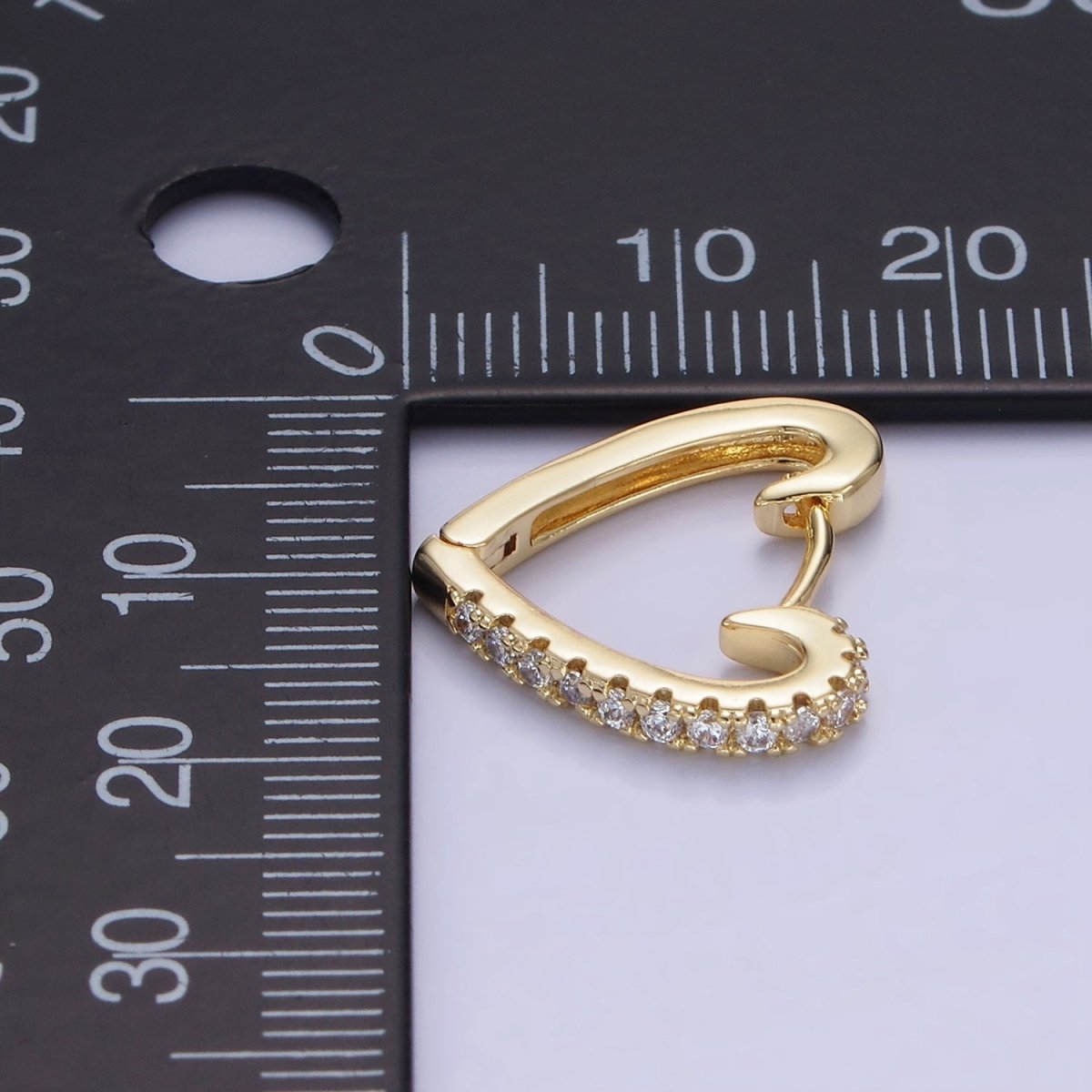 14K Gold Filled 17mm Micro Paved CZ Heart Huggie Earrings | AB1326