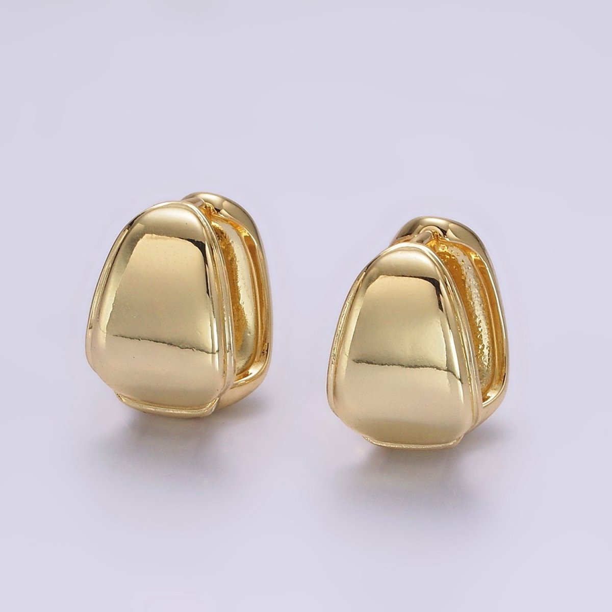14K Gold Filled 17mm Rounded Square Wide Geometric Huggie Earrings | AB1112
