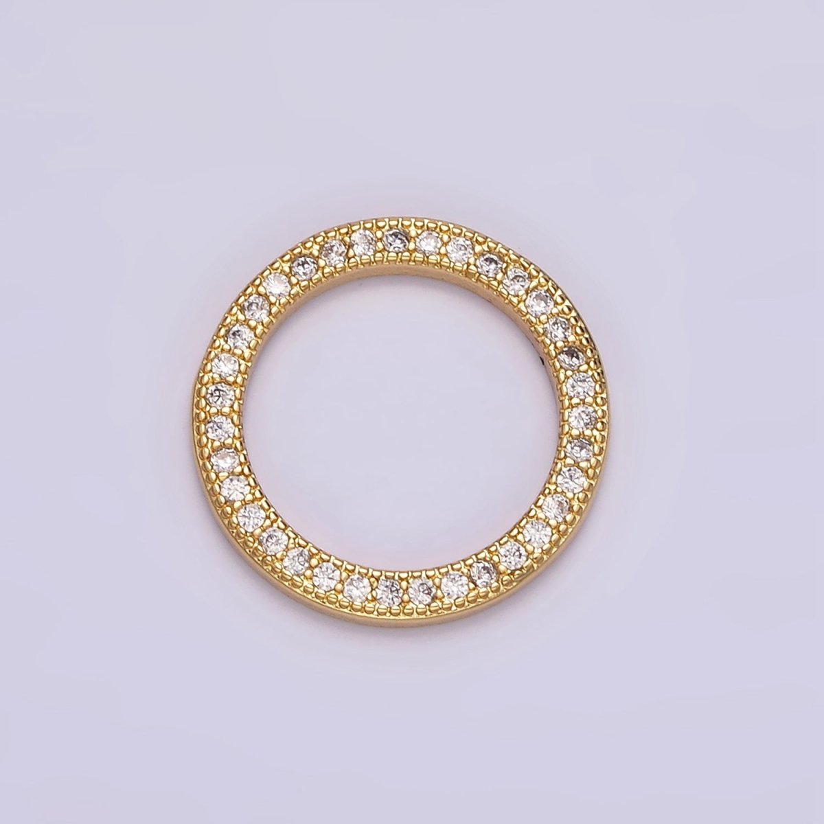 14K Gold Filled 18.5mm Open Round Clear Micro Paved CZ Charm Supply | Z-478