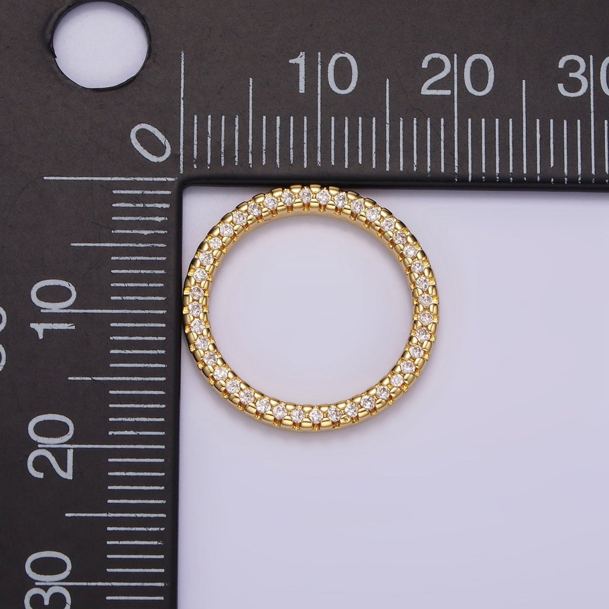 14K Gold Filled 18.5mm Open Round Clear Micro Paved CZ Charm Supply | Z-478