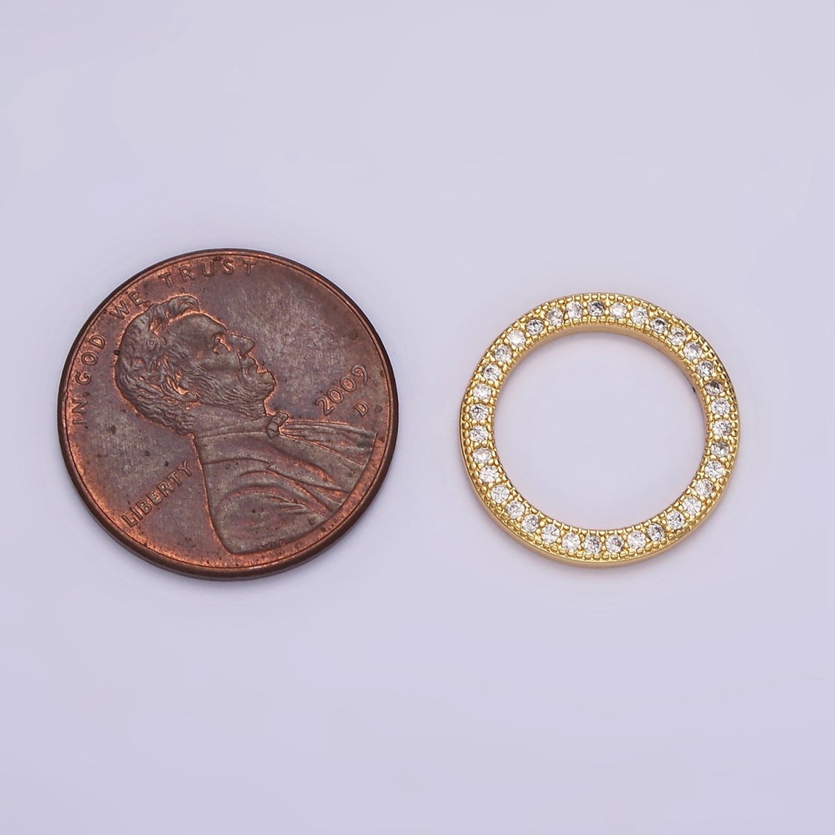 14K Gold Filled 18.5mm Open Round Clear Micro Paved CZ Charm Supply | Z-478