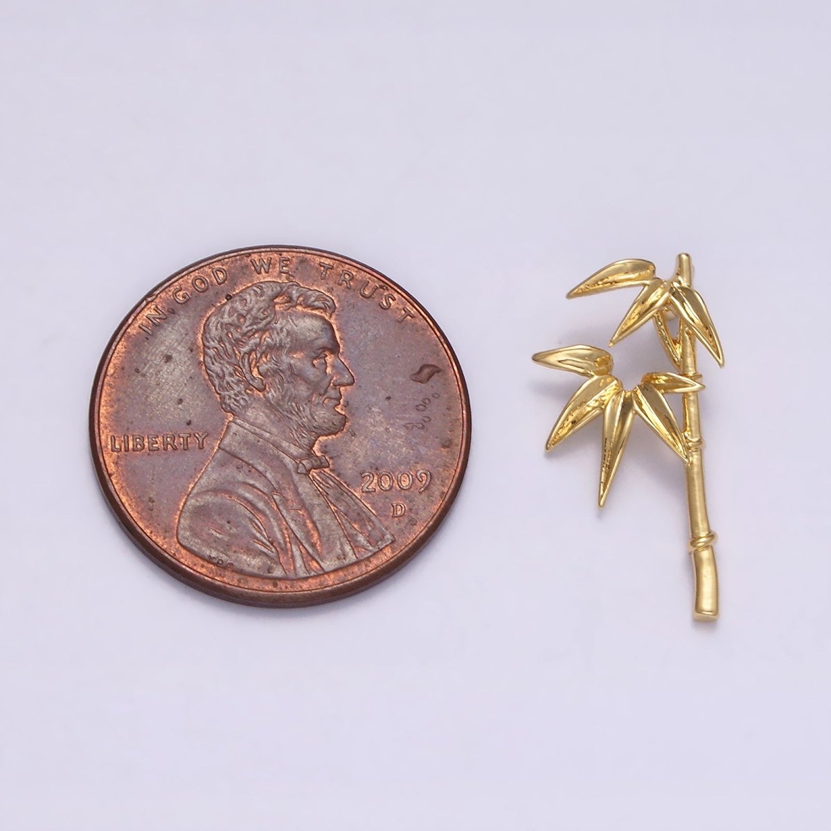 14K Gold Filled 18mm Bamboo Leaf Plant Nature Charm | N1490